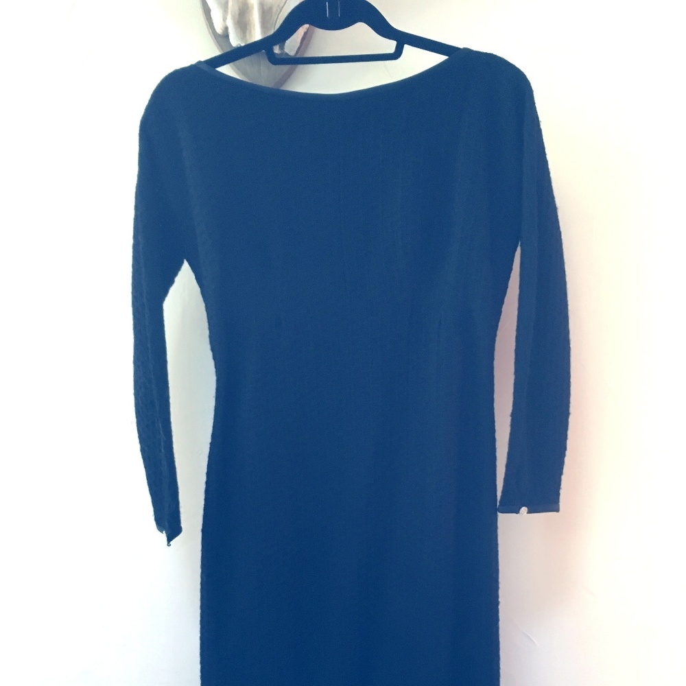 60s vintage sexy Mad Men Black Knit Cocktail Dress